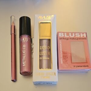 Metallic Lipstick and Liquid Luster Eye Shadow, Blush & Lip Liner Set